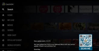 catchon iptv app search field