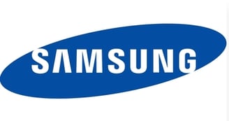 a samsung logo on a white background