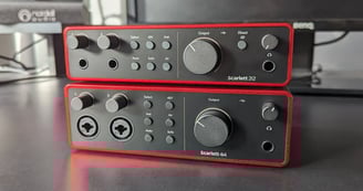 two audio - based audio devices sitting on a table