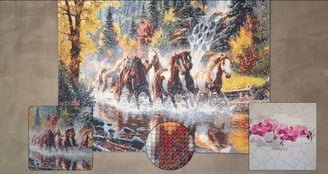 'diamond painting', an artistic activity which consists of sticking rhinestones on an adhesive canva
