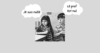Une fille et un garçon à l'école et leurs pensées