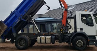 grabber lorry with the back extended