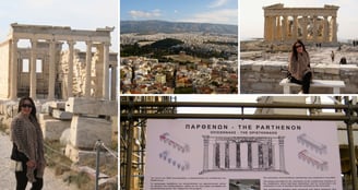 Fotos da autora na visita a Parthenon em Acróple.