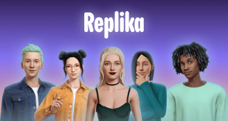a group of people standing in front of a purple background
