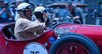 Rally, Gara di macchine, auto rossa, auto d'epoca