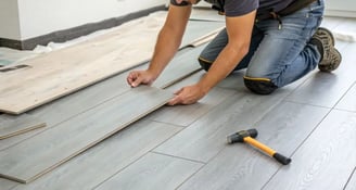 Pose de parquet dans une chambre