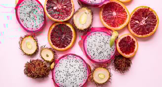 Fruit slices in a colorful array. Used to show social media and design expertise.