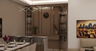 Breakfast area contains a breakfast bar counter top with bar seating