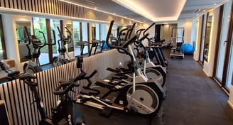Modern, fully equipped gym at Villa El Rincon, Marbella.