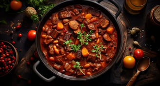 a pot of cocido madrileno stew, best enjoyed in Madrid, Spain