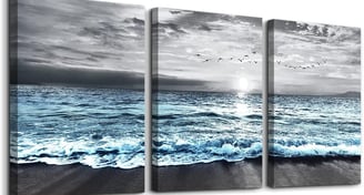 Wall Decorations For Living Room 3 Piece Framed Canvas Wall Art For Bedroom Office Wall Decor Black 