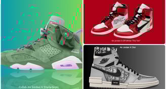 a collage of different sneakers, in collabs with Nike