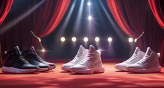 three pairs of sneakers in the red carpet