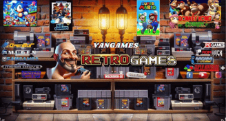 a man in a store with video game controllers
