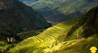 a mountain view of a valley