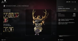 Golden horn helmet legendary helmet in Assassin’s Creed Shadows