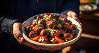 a bowl of Inegol Kofte or Turkish meatballs