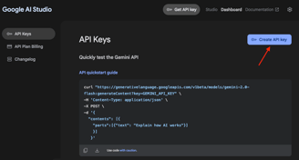 Google AI Studio Create API Key