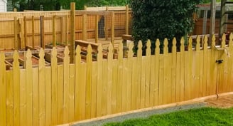 picket fence, fence, wood fence, privacy fence, garden, garden bed