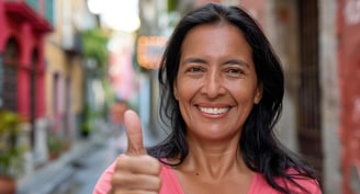 Mujer hispana de mediana edad y feliz