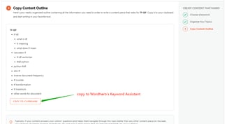 Ubersuggest copy content outline