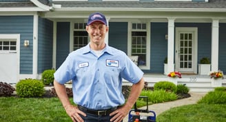 Plumber In Front of House