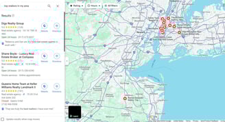 Screenshot of the local search pack of Google as a way to create a dominant real estate SEO strategy