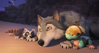 Filmfoto Bayala Wolf, Waschbär und Drachenbaby