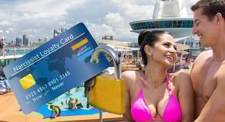 A smiling couple on a cruise