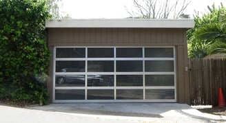 Full view all glass garage door in San Rafael Ca.