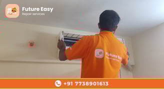 Technician repairing the ac