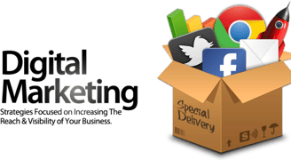 a box with a box of social media and a box of social media