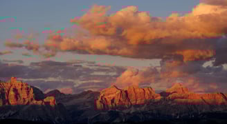 Couché de soleil depuis le col Gardena