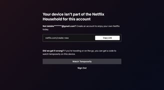 Netflix Not Part of Household error message on screen.