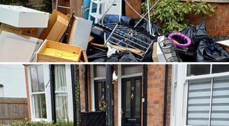 Before and after general waste cleared in Worcester by Hilton’s
