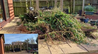 Before and after garden waste removal in Worcester by Hilton’s