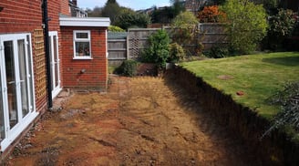 Concrete breaker used in garden renovation in Bearwood