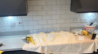 Bathroom wall tiling finished by AXM Plumbing Services in Droitwich