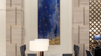 Bespoke painted wall installation by Lumai Studio expressing movement and place in St. Regis Astana