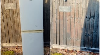 Before and after sofa removal in Worcester with bulky item safely cleared by Hilton’s Rubbish Remova