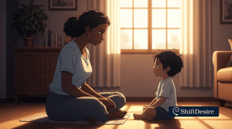 mother-showing-somethming-to-her-son