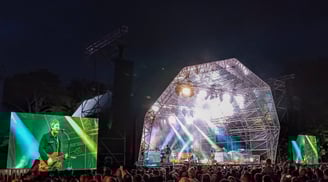 Noel Gallagher - live at Caldicot Castle in 2023 - stage at night - Music in Wales - Nick Langston