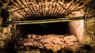 rubbles in an underground room 