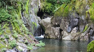 a bassin in a rocky river