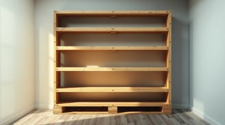 a wooden pallet shelf