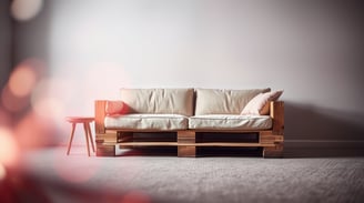 a pallet couch with pillows