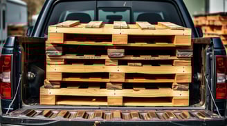 a truck with a truck bed full of pallets
