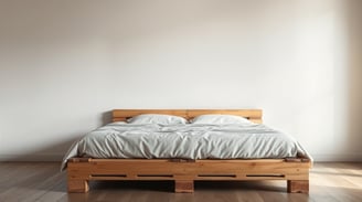a bed frame made out of pallets