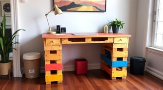 a desk made of pallets