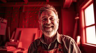 a smiling woodworker